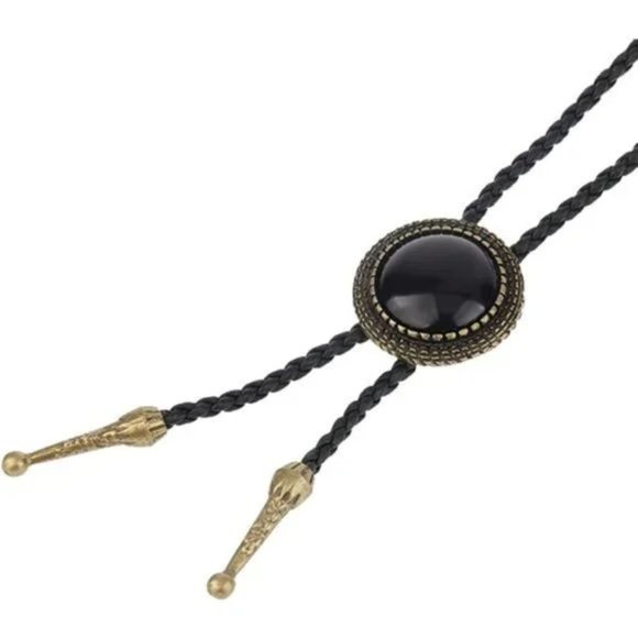 NEW MENS Bolo Tie Cowboy Necklace Leather Necktie Western Agate Bolo Tie - Picture 3 of 8